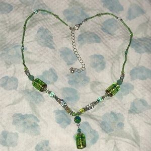 Beautiful Green And Blue Beaded Necklace
